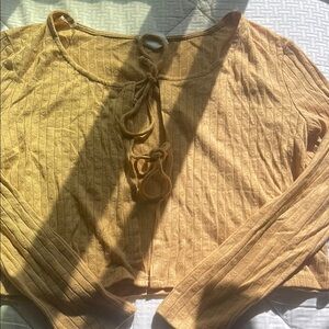Women's Mustard Yellow Lace-Up Top